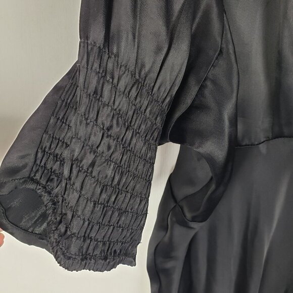 Rixo Zadie Dress Waterblossom Black Satin NWT Sequin Midi Size 4XL US 18 - Picture 8 of 12